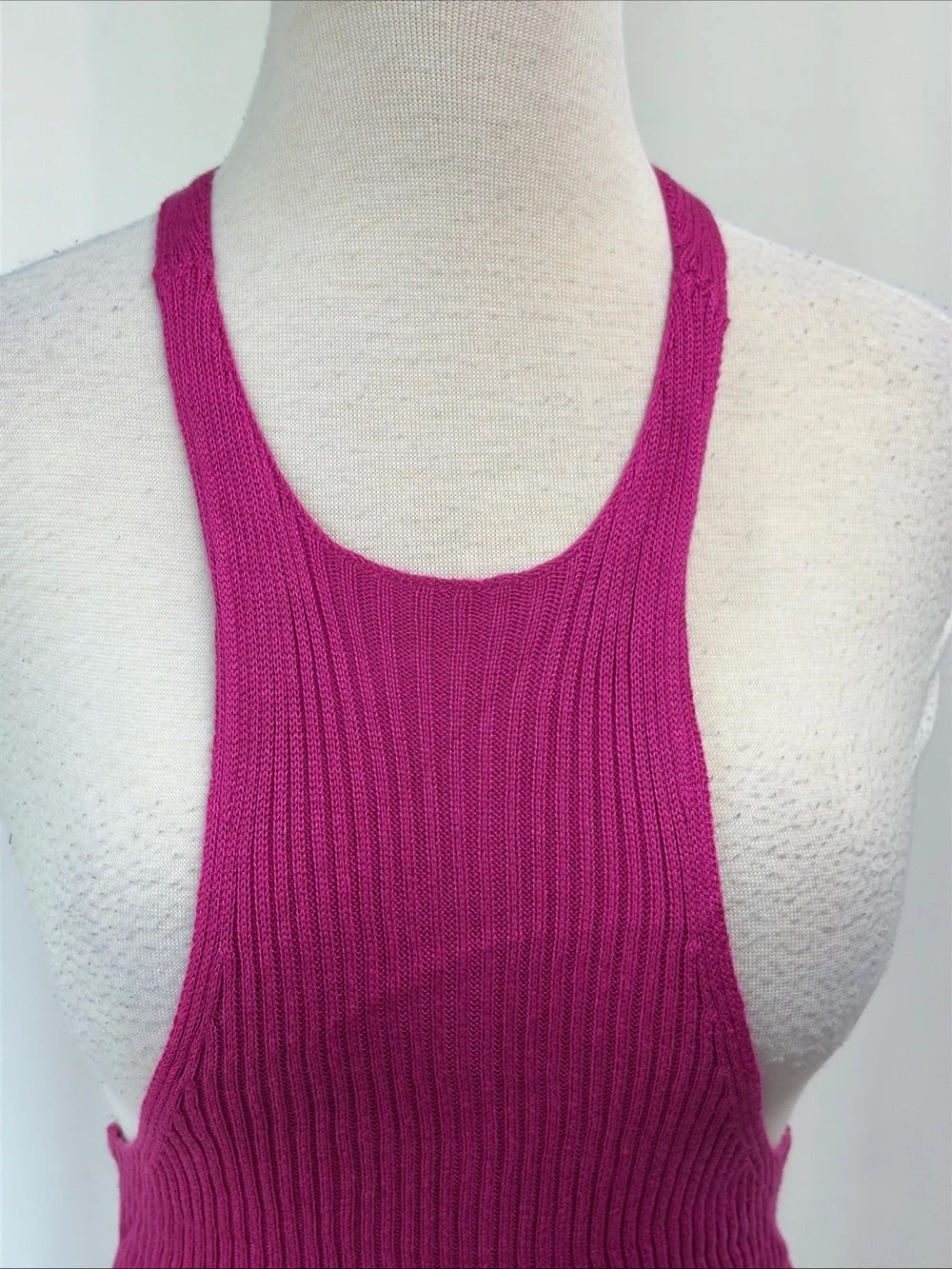 Intimately Free People Medium Magenta Ribbed Racerback Tank Cropped Knit Top - Picture 4 of 9